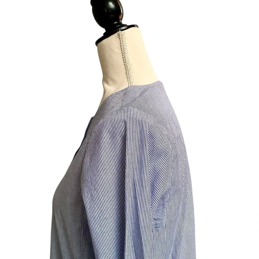 Tory Burch Sandy Beach Tunic Cover Up S Blue White Stripe Red Tassel